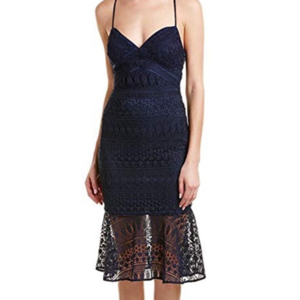 NWT LIKELY Darby Lace Midi Dress in Navy - size 0